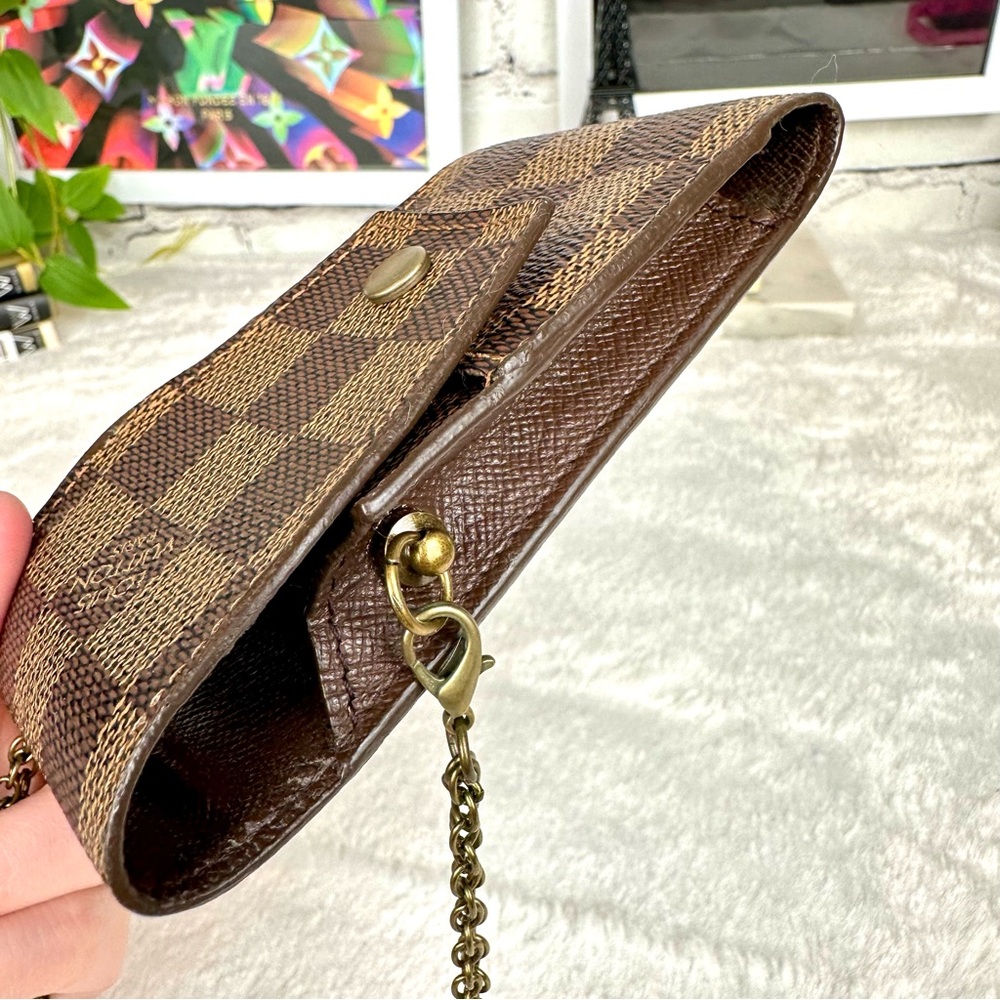 Louis Vuitton Damier Ebene Card Case Holder KEY FOB wristlet pouch CUTE! - Picture 3 of 9